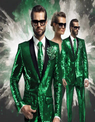 Mens Sequin Suit - Sparkly Suit - Green Glitter Suit - Men's Tuxedo USA