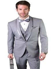 Mens Grey Tailored Fit Tuxedo