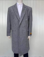 Mens Overcoat - Topcoat For Men - Winter Fabric - Mens Full Length Wool and Cashmere Overcoat - Winter Topcoats - Grey Coat - Men's Tuxedo USA