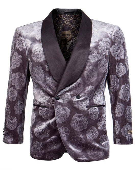 Mens Velvet Dinner Jacket - Velvet Tuxedo Jacket in Color Grey