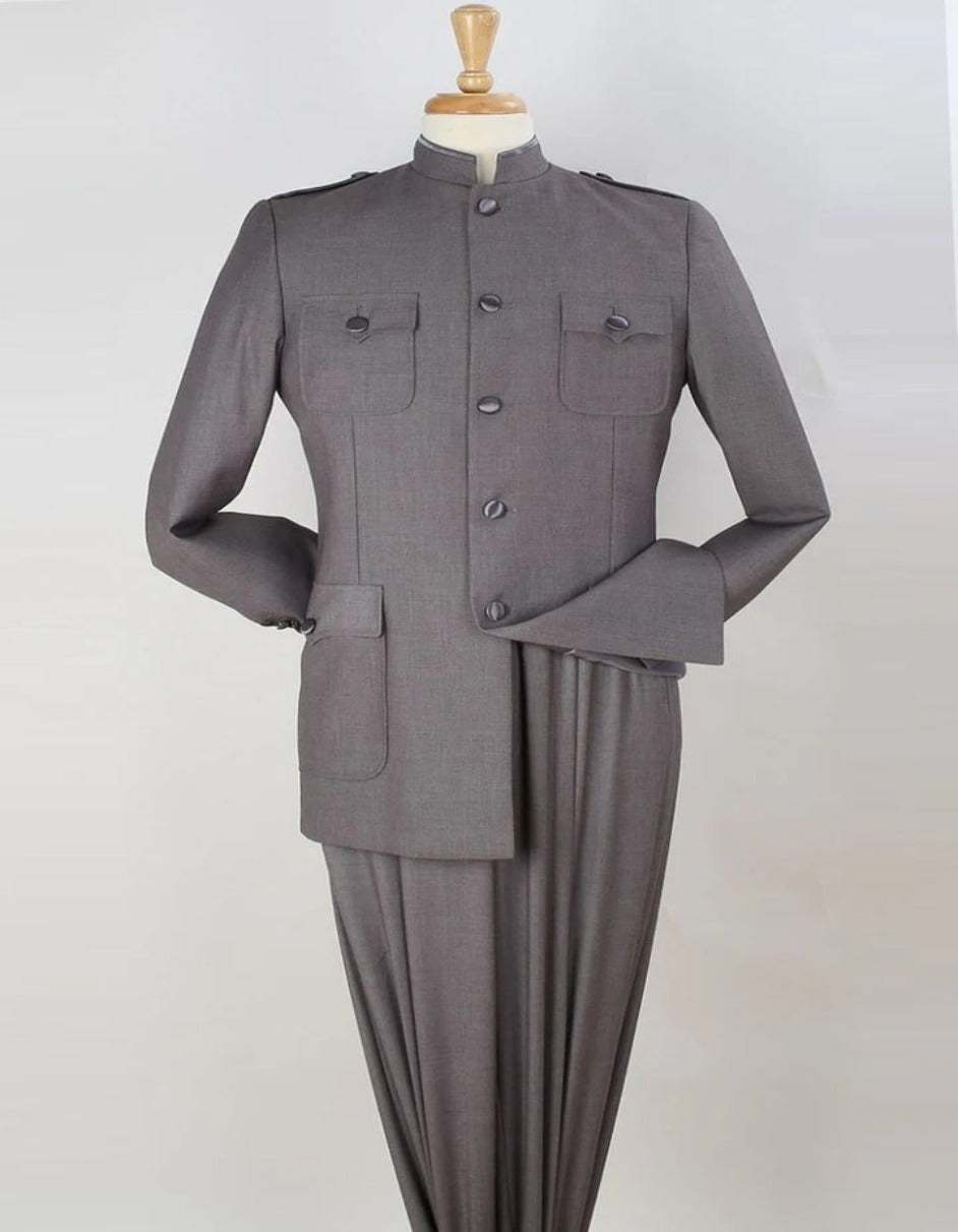 Pleated Suit - Mens Suits With Pleated Pant -  Regular Fit Suit - Grey Suit - Men's Tuxedo USA