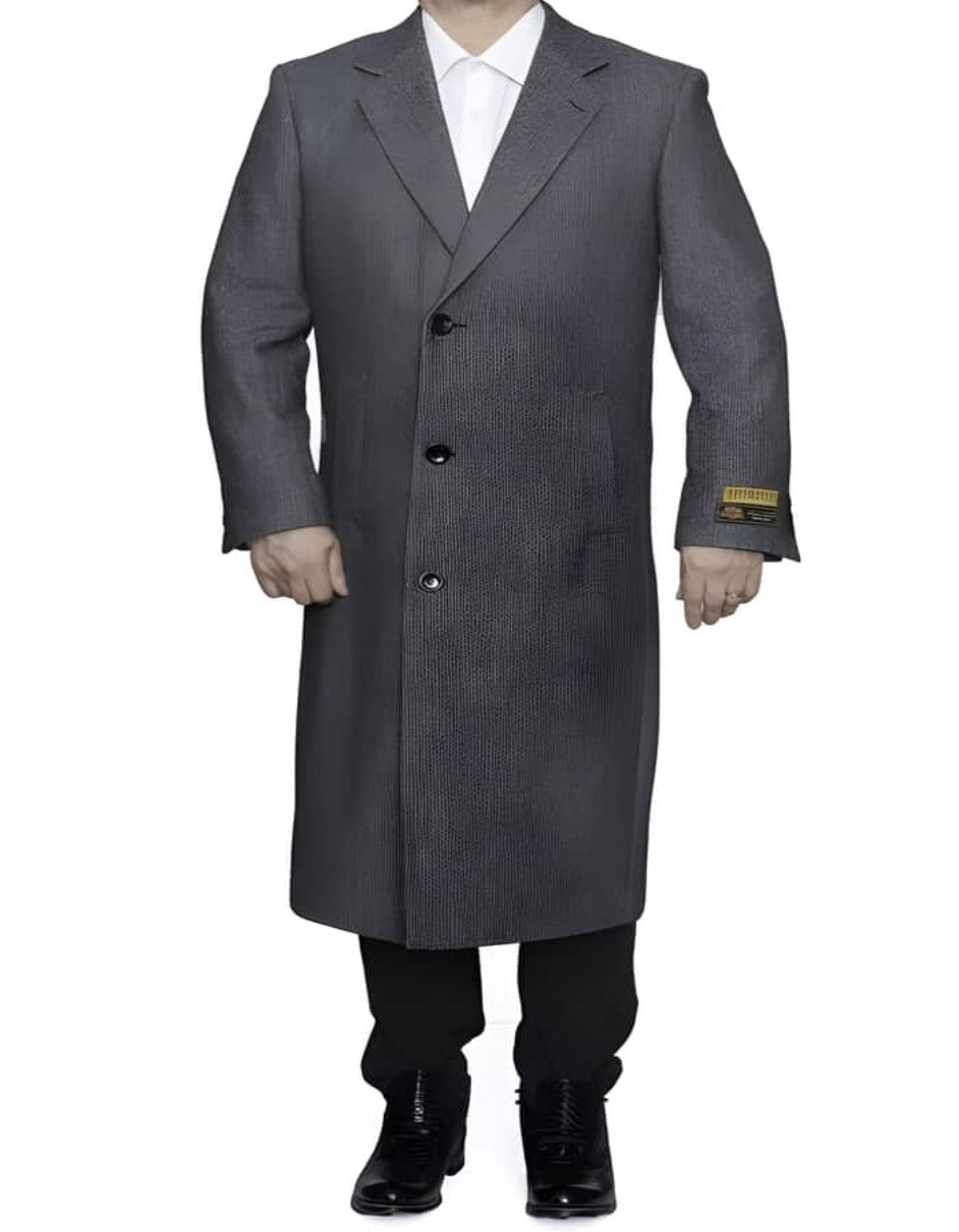 Mens Overcoat - Topcoat For Men - Winter Fabric - Grey Big and Tall Large Man ~ Plus Size Trench Coat Three Button Raincoats lOvercoat Long men's Dress Topcoat - Winter coat 4XL 5XL 6XL - Men's Tuxedo USA