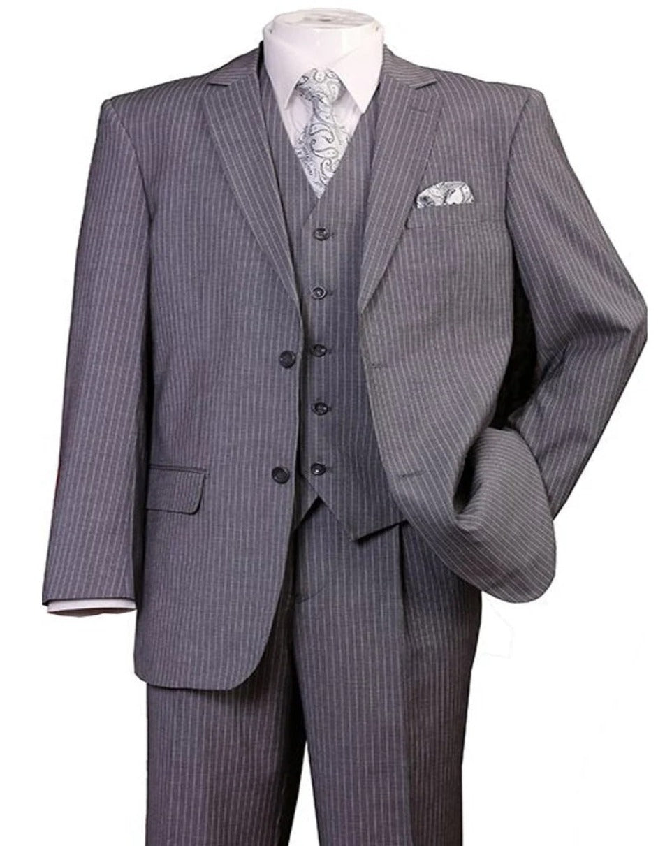 1920s Mens Suit - 1920s Mens Outfit - 1920s  costume  Bold Pinstripe  Suit  Grey - Men's Tuxedo USA