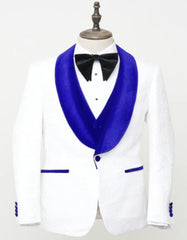 Blue Prom Suit - One Button Blue Homecoming Outfits For Guys Royal Blue Velvet Lapel - Men's Tuxedo USA