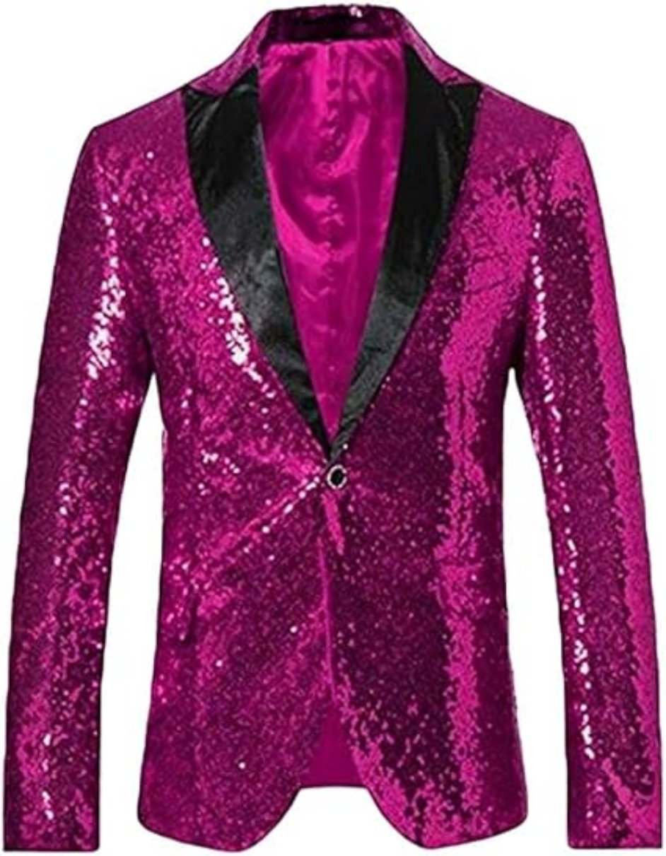 Glitter Tuxedo Dinner Jacket - Sequin Blazer - Hot Pink Flashy Stage Sport Coat By Alberto Nardoni - Men's Tuxedo USA