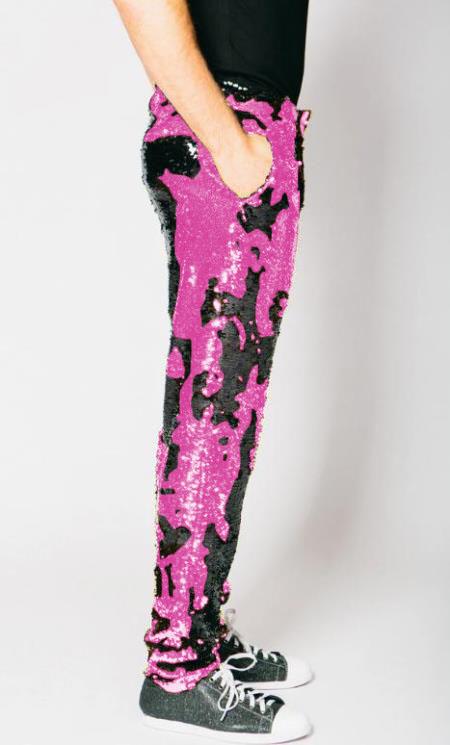 Mens Sequin Pants - Pink Dress Party Pants - Men's Tuxedo USA