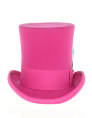 Victorian Steampunk Top Hat - 1800 19th Century - Dressy Loden Felt Top Hot Pink Fuschia Hat