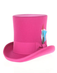 Victorian Steampunk Top Hat - 1800 19th Century - Dressy Loden Felt Top Hot Pink Fuschia Hat