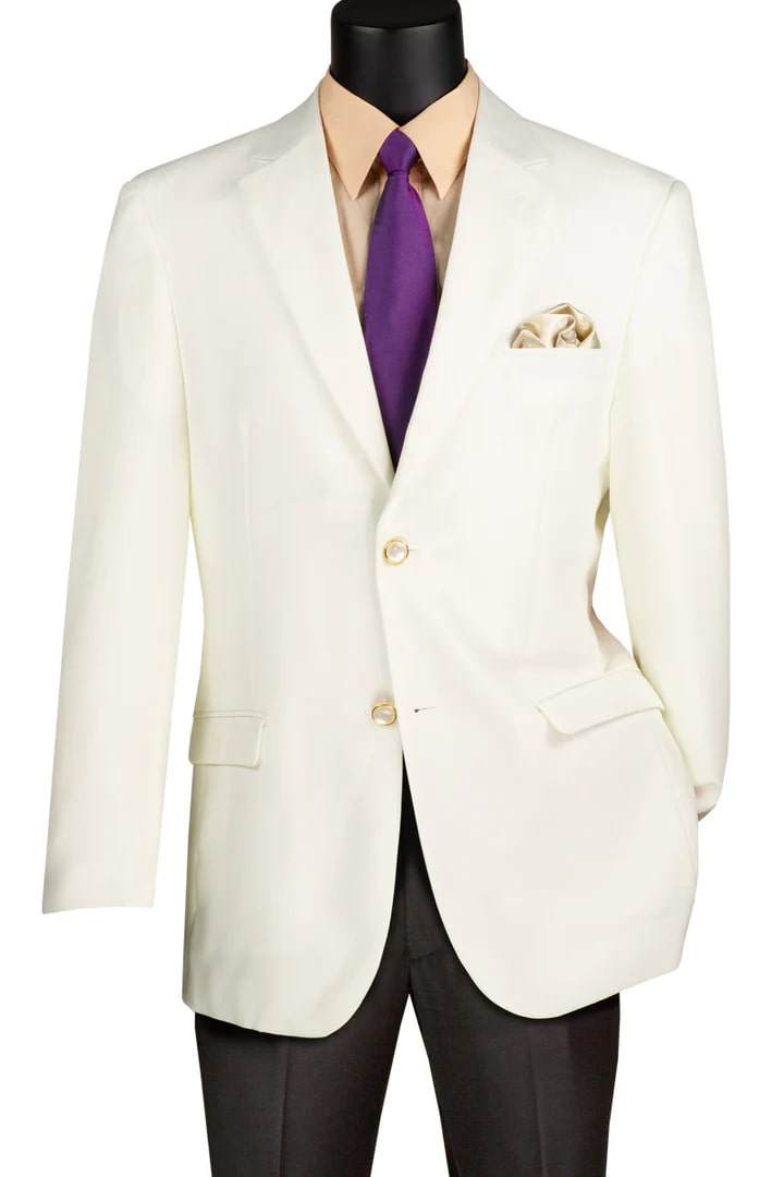 Mens Blazer - Cheap Priced Mens Sport Coat - Mens Classic Fit Poplin Club Sport Coat Blazer In Ivory - Men's Tuxedo USA