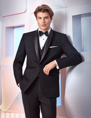 Mens Designer Braydon Vested Shawl Wedding Tuxedo in Black - Men's Tuxedo USA