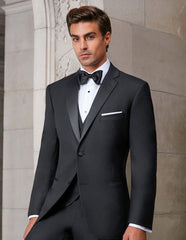 Mens Designer Parker Classic Wool Tuxedo in Black - Men's Tuxedo USA