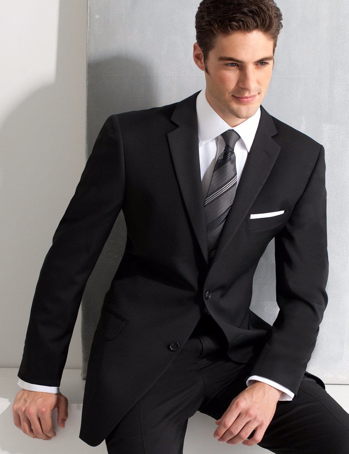 Mens Designer Super 120's Wool Tuxedo Suit in Black - Men's Tuxedo USA