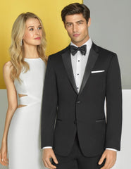 Mens Designer Slim Fit Two Button Wedding Tuxedo in Black - Men's Tuxedo USA