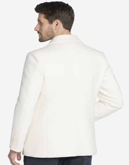 Cream Color Pea Coat - Ivory Double Breasted Wool Coat - Off White Car Coats