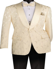 Ivory Tuxedo Dinner Jacket - Champagne Wedding Tuxedo With Bowtie - Men's Tuxedo USA