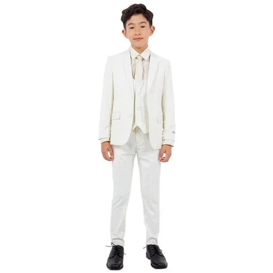 Exclusive Stacy Adams 5pc Boys Suit Slim-Fit, Ivory - Men's Tuxedo USA