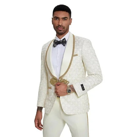 2024 Ivory and Gold 2pc Men's Suit by Tazzio - Men's Tuxedo USA