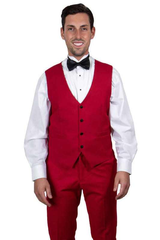 Men's Stacy Adams Vested One Button Shawl Lapel Tuxedo In Red - Men's Tuxedo USA