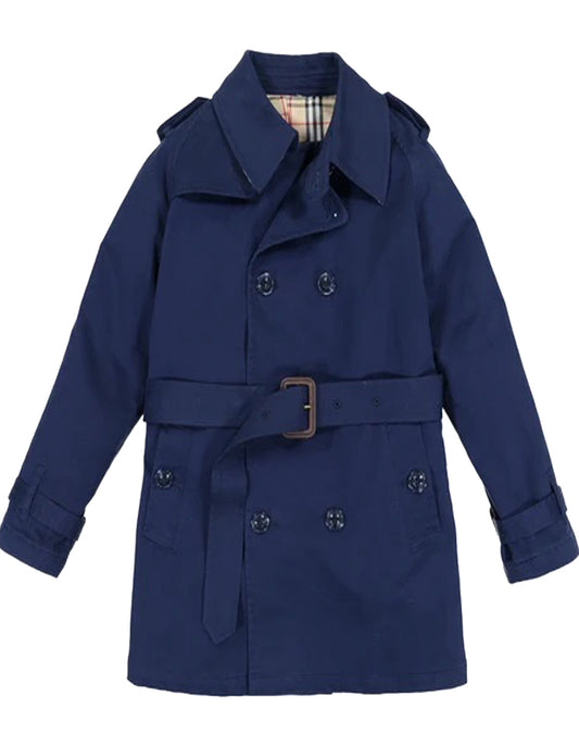 Little Boys and Toddlers Belted Double Breasted Trench Coat in Navy - Men's Tuxedo USA