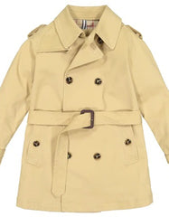 Little Boys and Toddlers Belted Double Breasted Trench Coat in Khaki - Men's Tuxedo USA