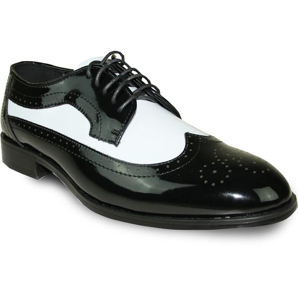 JEAN YVES Men Dress Shoe Wingtip Formal Tuxedo for Prom & Wedding Shoe Black/White Patent Two Tone - Men's Tuxedo USA