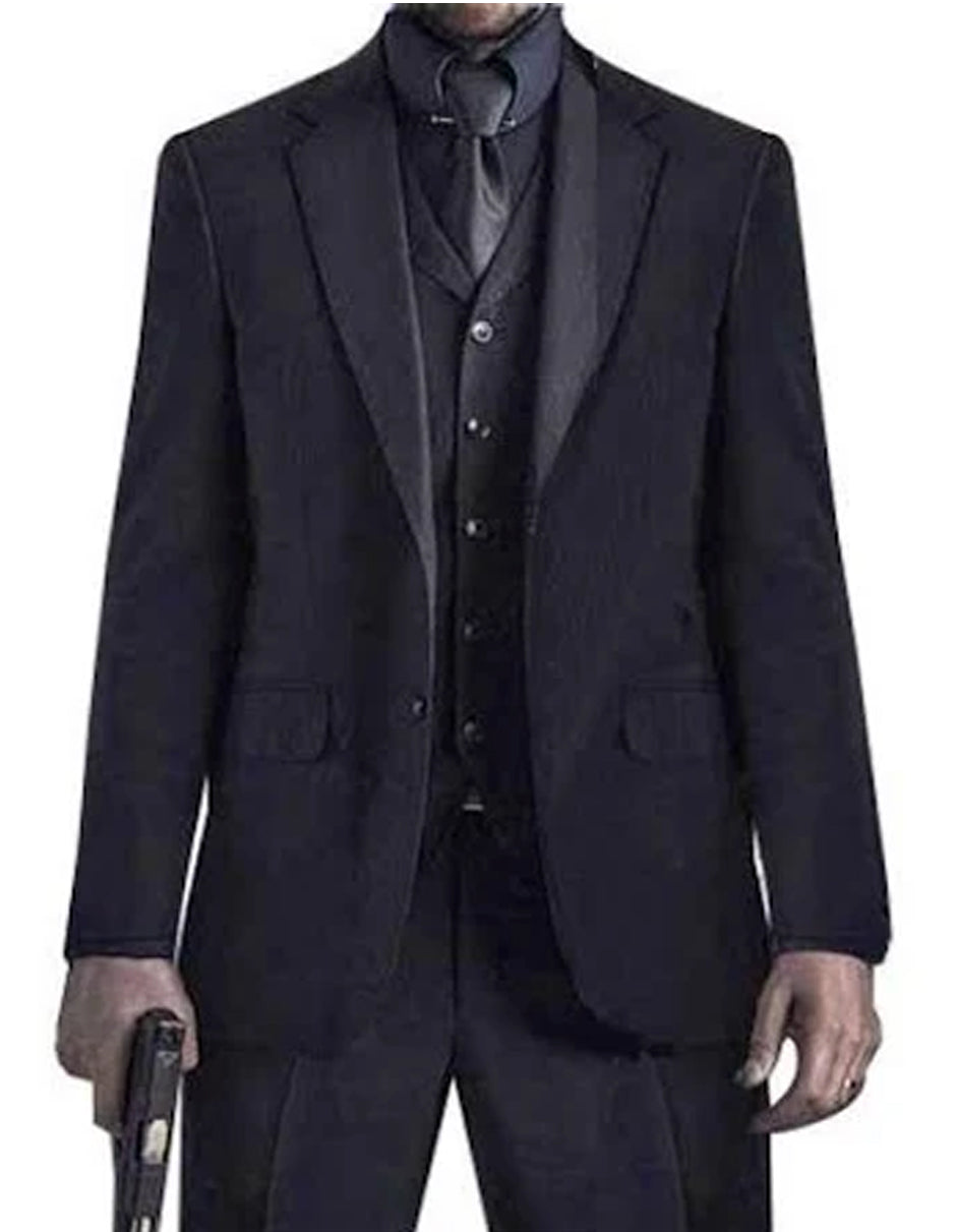 Mens John Wick Vested Black Suit - Men's Tuxedo USA