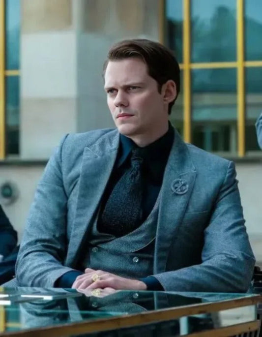 John Wick Chapter 4 Bill Skarsgard Grey Suit