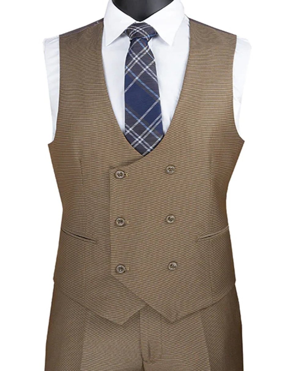 Mens Eggplant Tuxedo - Men's Modern Fit Tuxedo Suit with Double Breasted Satin Trim Khaki Vest - Men's Tuxedo USA