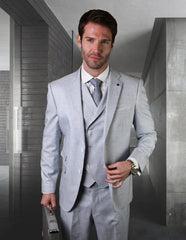 Mens 2 button Slim Fit Suit with Double Breasted Vest in Powder Blue - Men's Tuxedo USA