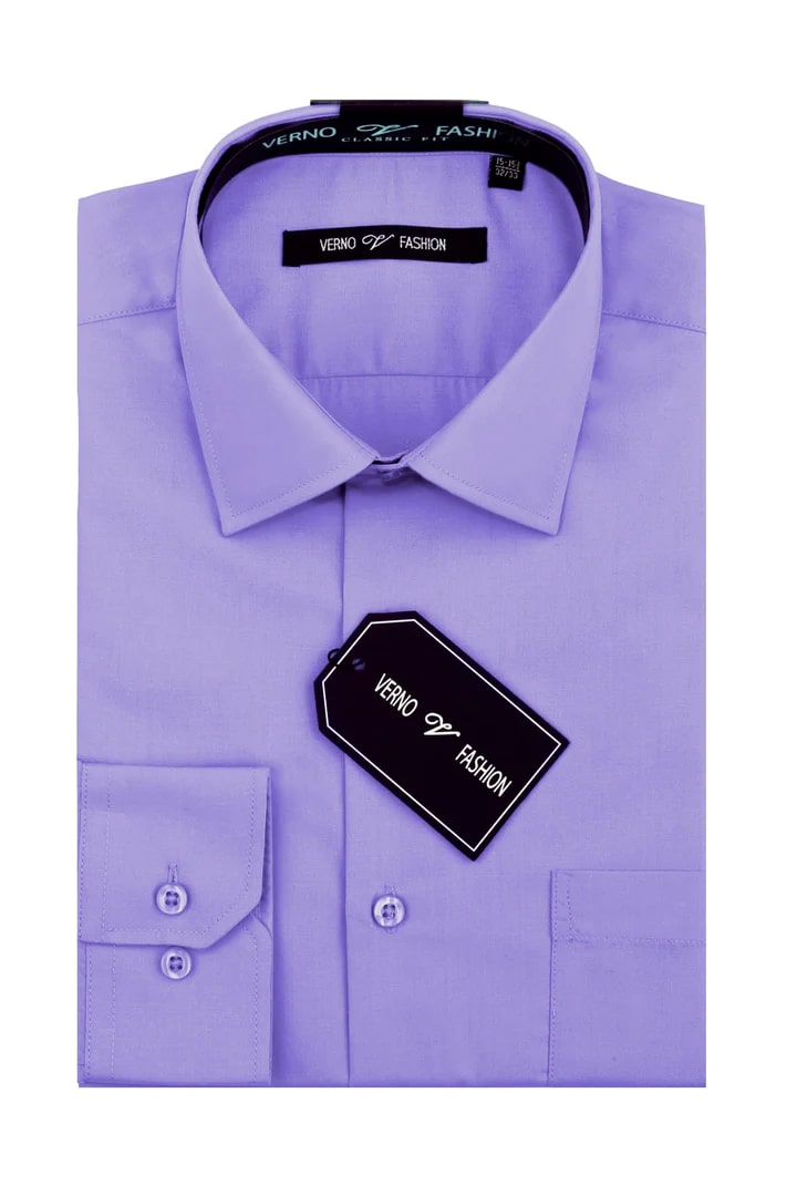 Men's Regular Fit Cotton Blend Dress Lavender Shirt - Men's Tuxedo USA