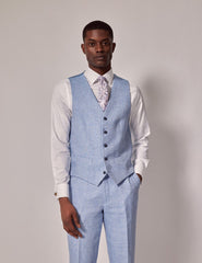 Mens Linen Suit For Beach Wedding - Summer  Suit in Light Blue - Men's Tuxedo USA