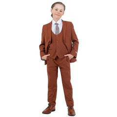 Exclusive Stacy Adams 5pc Boys Suit Slim-Fit, Light Brown - Men's Tuxedo USA