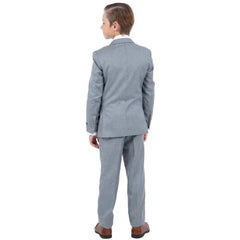 Perry Ellis Boys Sharkskin 5pc Suit, Light Gray - Men's Tuxedo USA