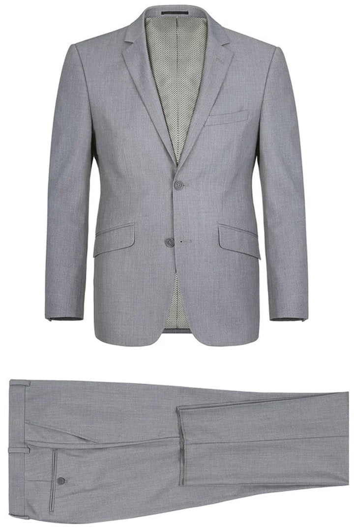 Light Grey Suit - Silver Gray Suit For Wedding - Mens Two Button Slim Fit Hack Light Grey Pocket Suit - Men's Tuxedo USA