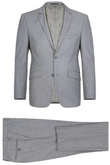 Light Grey Suit - Silver Gray Suit For Wedding - Mens Two Button Slim Fit Hack Light Grey Pocket Suit - Men's Tuxedo USA