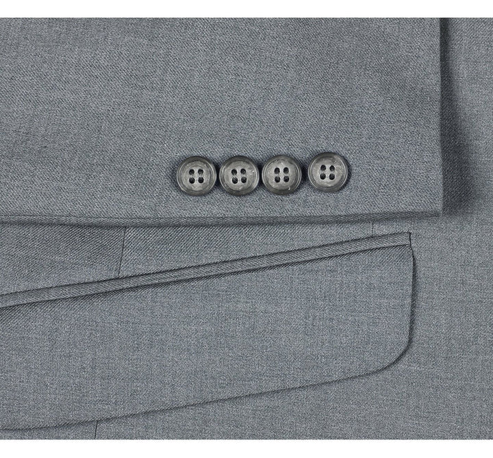 Light Grey Suit - Silver Gray Suit For Wedding - Mens Two Button Slim Fit Light Grey Pocket Suit - Men's Tuxedo USA