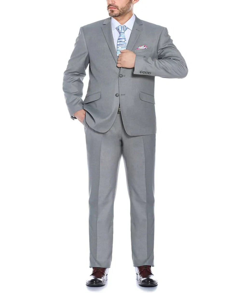 Light Grey Suit - Silver Gray Suit For Wedding - Mens Two Button Slim Fit Hack Light Grey Pocket Suit - Men's Tuxedo USA