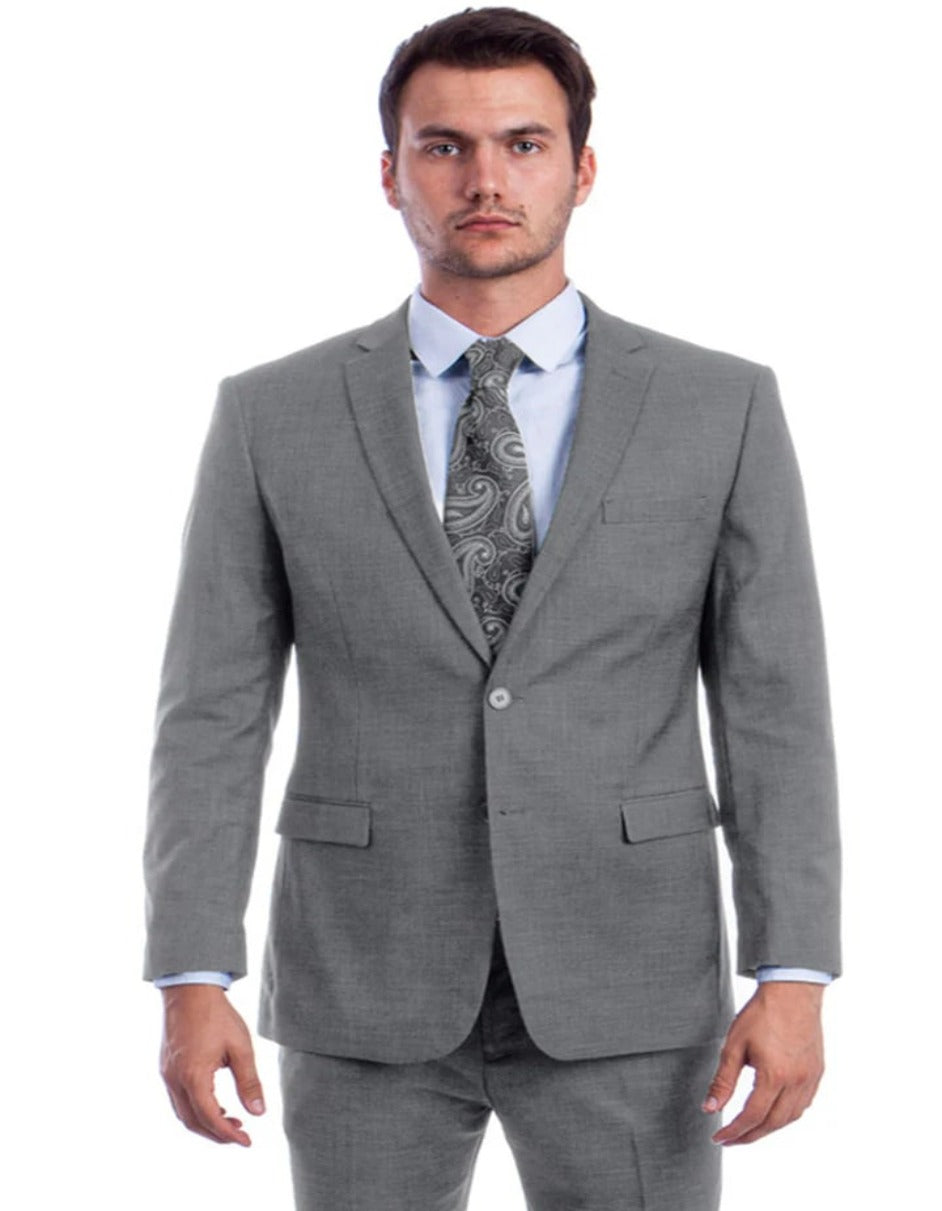 Light Grey Suit - Silver Gray Suit For Wedding - Men's Two Button Modern Fit Linen Light Grey Summer Suit - Men's Tuxedo USA