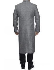 Mens Overcoat - Topcoat For Men - Winter Fabric - Light Grey Big and Tall Large Man ~ Plus Size Three Button Overcoat Long men's Dress Topcoat - Winter coat 4XL 5XL 6XL - Men's Tuxedo USA