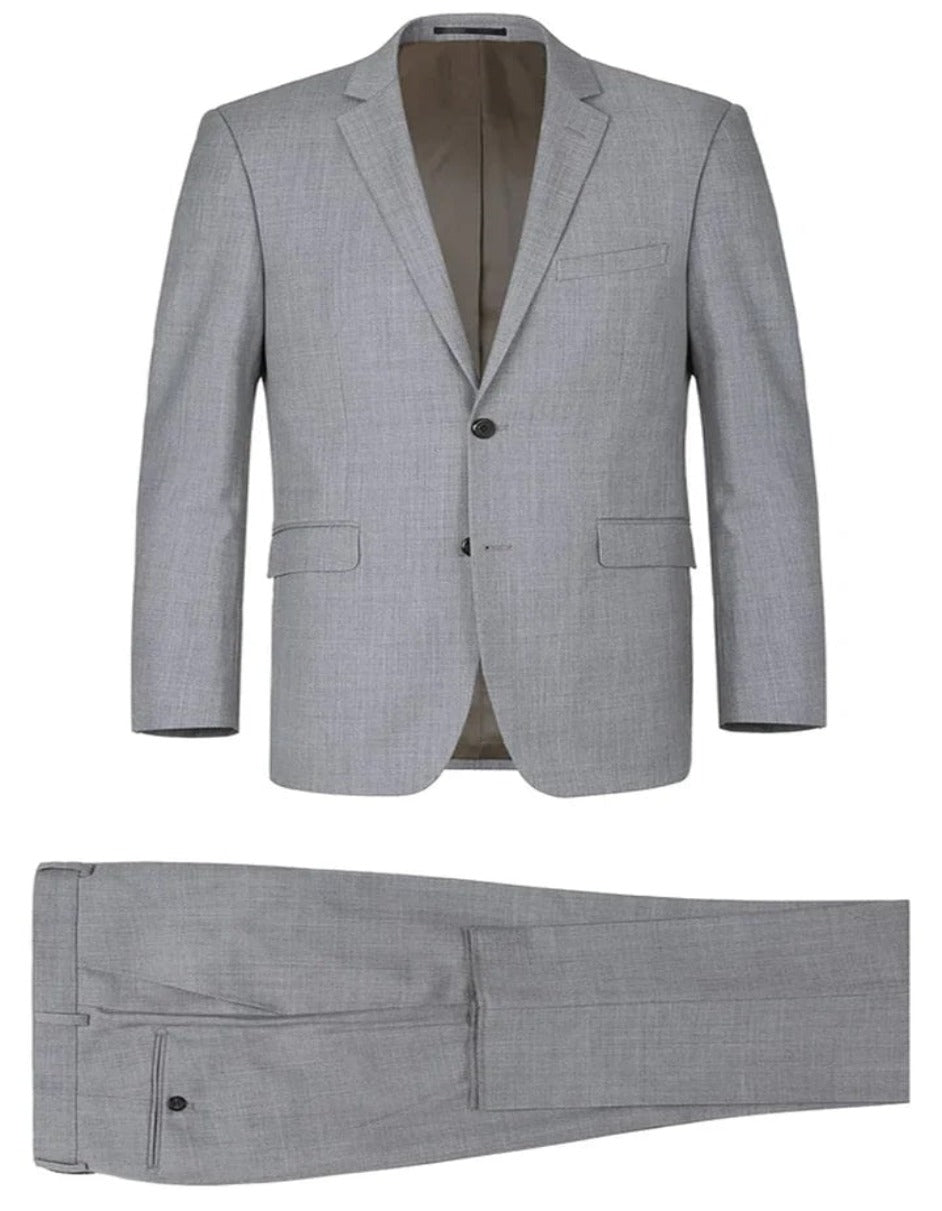 Light Grey Suit - Silver Gray Suit For Wedding - Mens Basic two Button Classic Fit Optional Vest Light Grey Suit - Men's Tuxedo USA