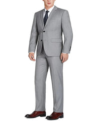 Light Grey Suit - Silver Gray Suit For Wedding - Mens Basic Two Button Slim Fit Light Grey Optional Vest Wool Suit - Men's Tuxedo USA