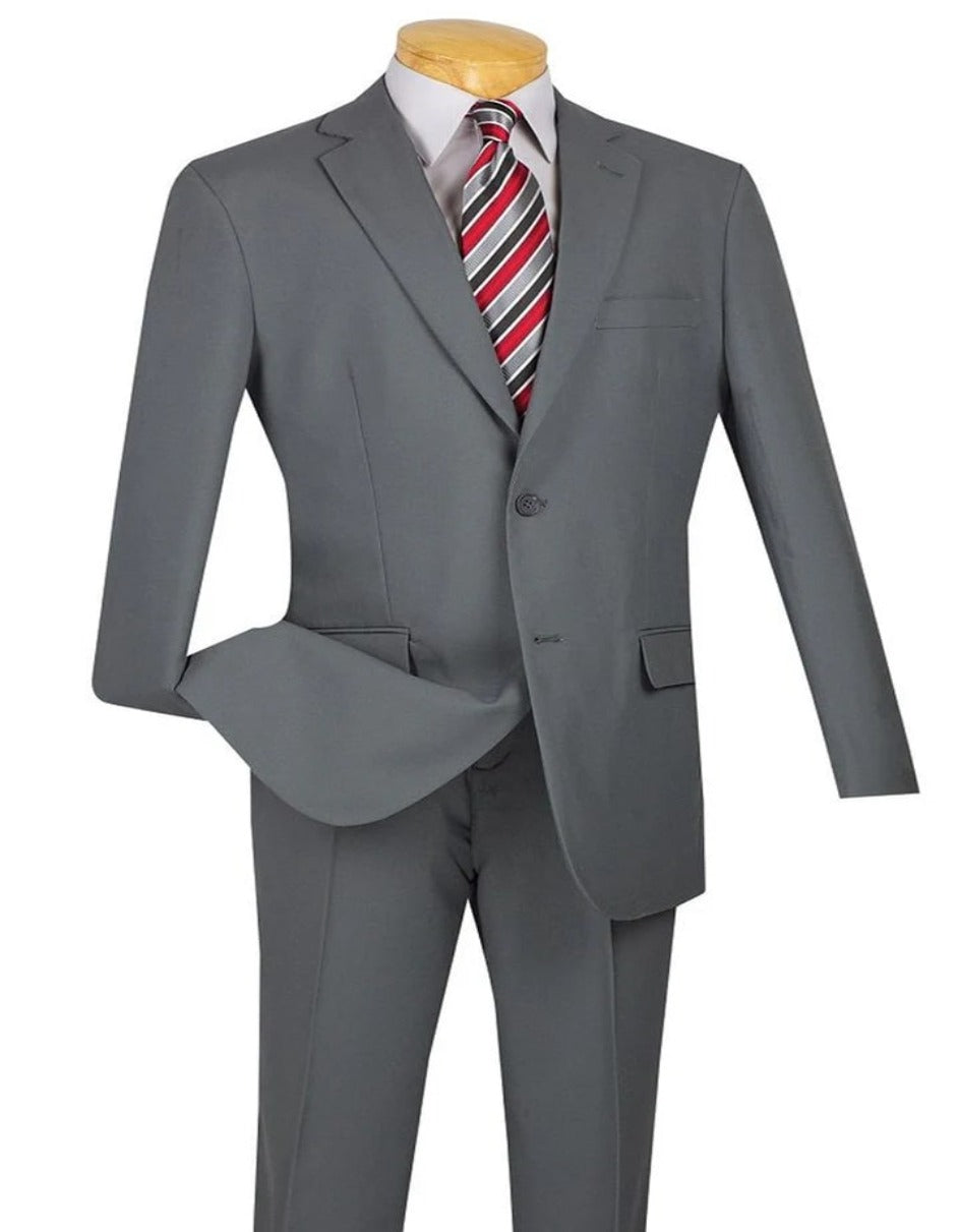 Light Grey Suit - Silver Gray Suit For Wedding - Mens Modern Fit Two Button Light Grey Poplin Suit - Men's Tuxedo USA