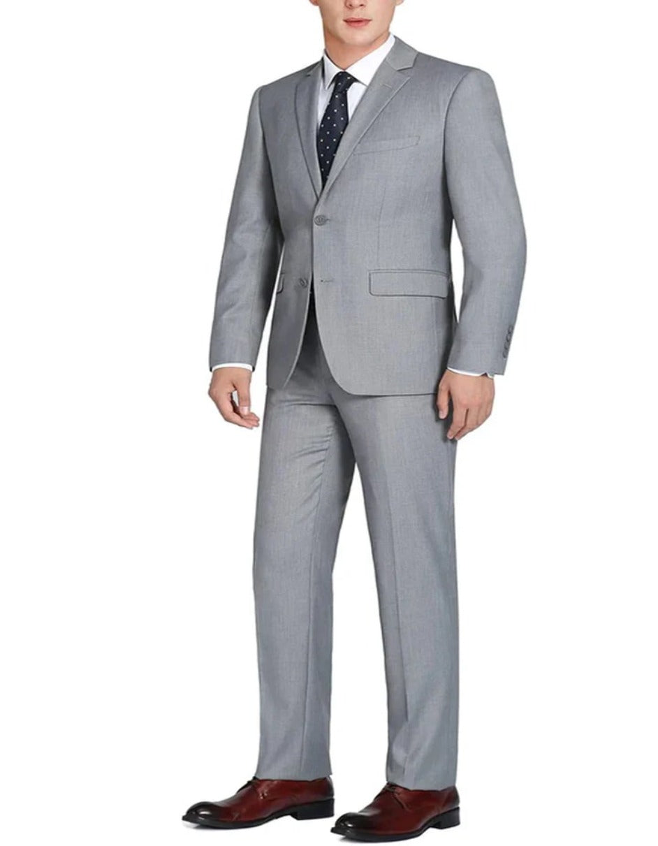 Light Grey Suit - Silver Gray Suit For Wedding - Mens Basic Two Button Slim Fit Light Grey Suit - Men's Tuxedo USA