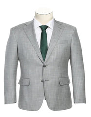 Light Grey Suit - Silver Gray Suit For Wedding - Mens Designer Two Button Slim Fit Notch Lapel Herringbone Suit - Men's Tuxedo USA