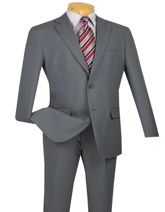 Light Grey Suit - Silver Gray Suit For Wedding - Mens Two Button Modern Fit Light Grey Wool Suit - Men's Tuxedo USA