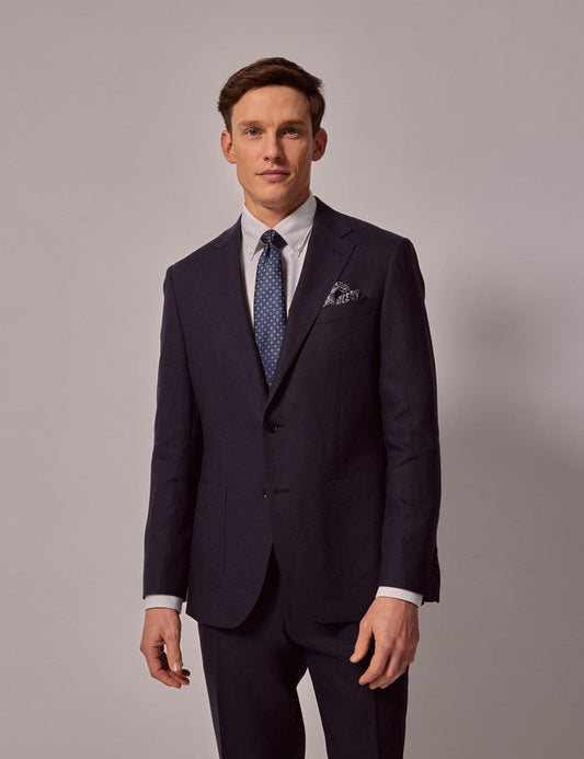 Mens Linen Suit For Beach Wedding - Summer  Suit in Navy Linen - Men's Tuxedo USA