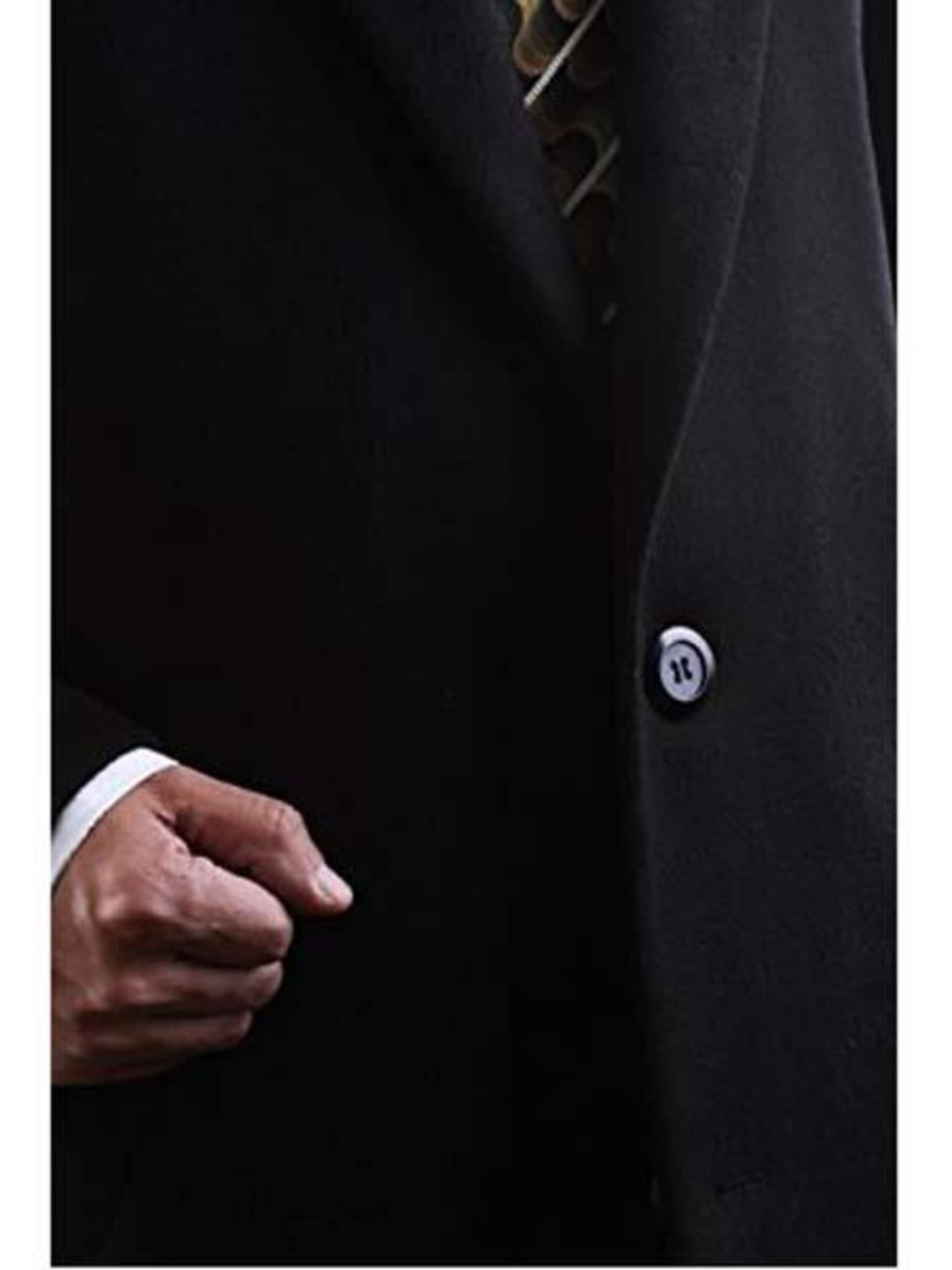 Men's Three Quarter Length Wool/Cashmere 2 Buttons Luxury Long men's Dress Topcoat - Winter coat Black - Men's Tuxedo USA