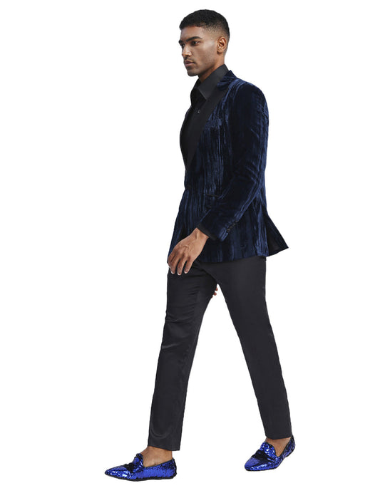 Mens Velvet Smoking Jacket in Navy | Prom - Men's Tuxedo USA