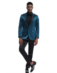 Mens Satin Smoking Jacket in Teal | Prom - Men's Tuxedo USA