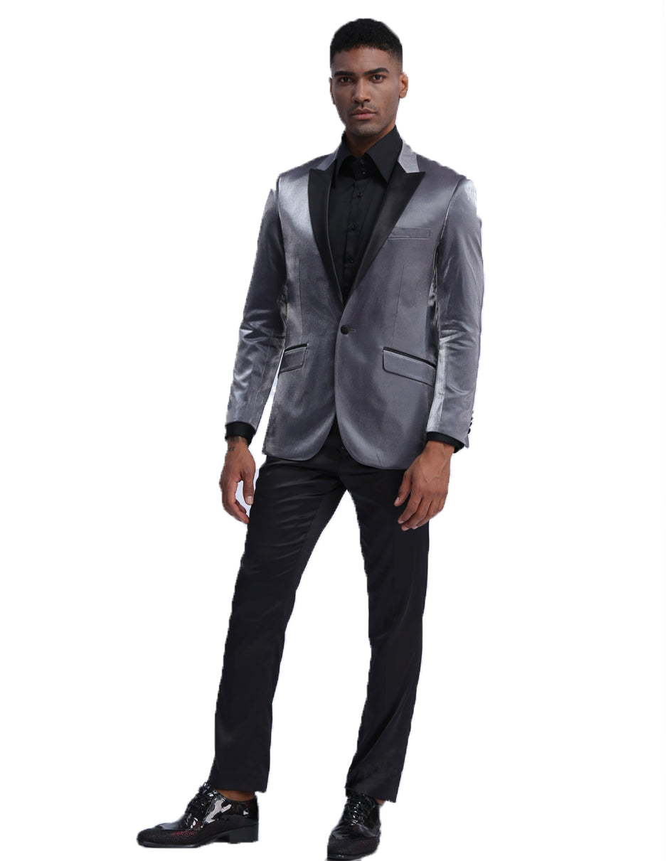 Mens Satin Smoking Jacket in Grey | Prom - Men's Tuxedo USA